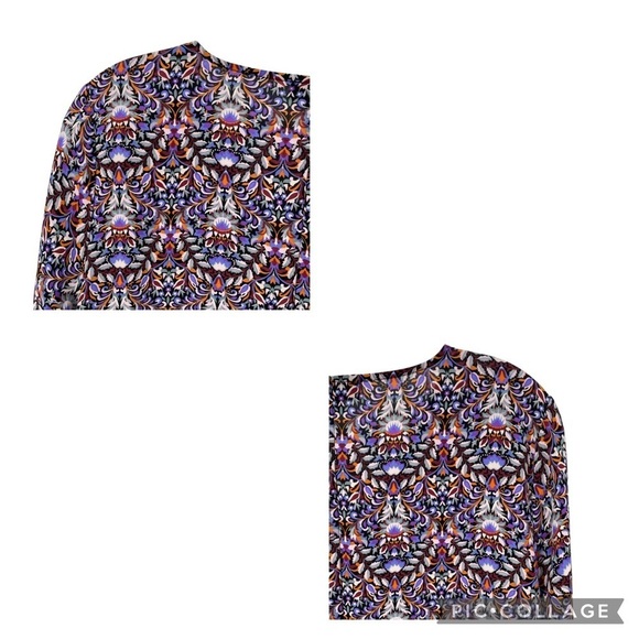 The Limited Hi-lo Purple Geometric Floral Print Long Sleeve Blouse - Sz LP - Picture 10 of 15
